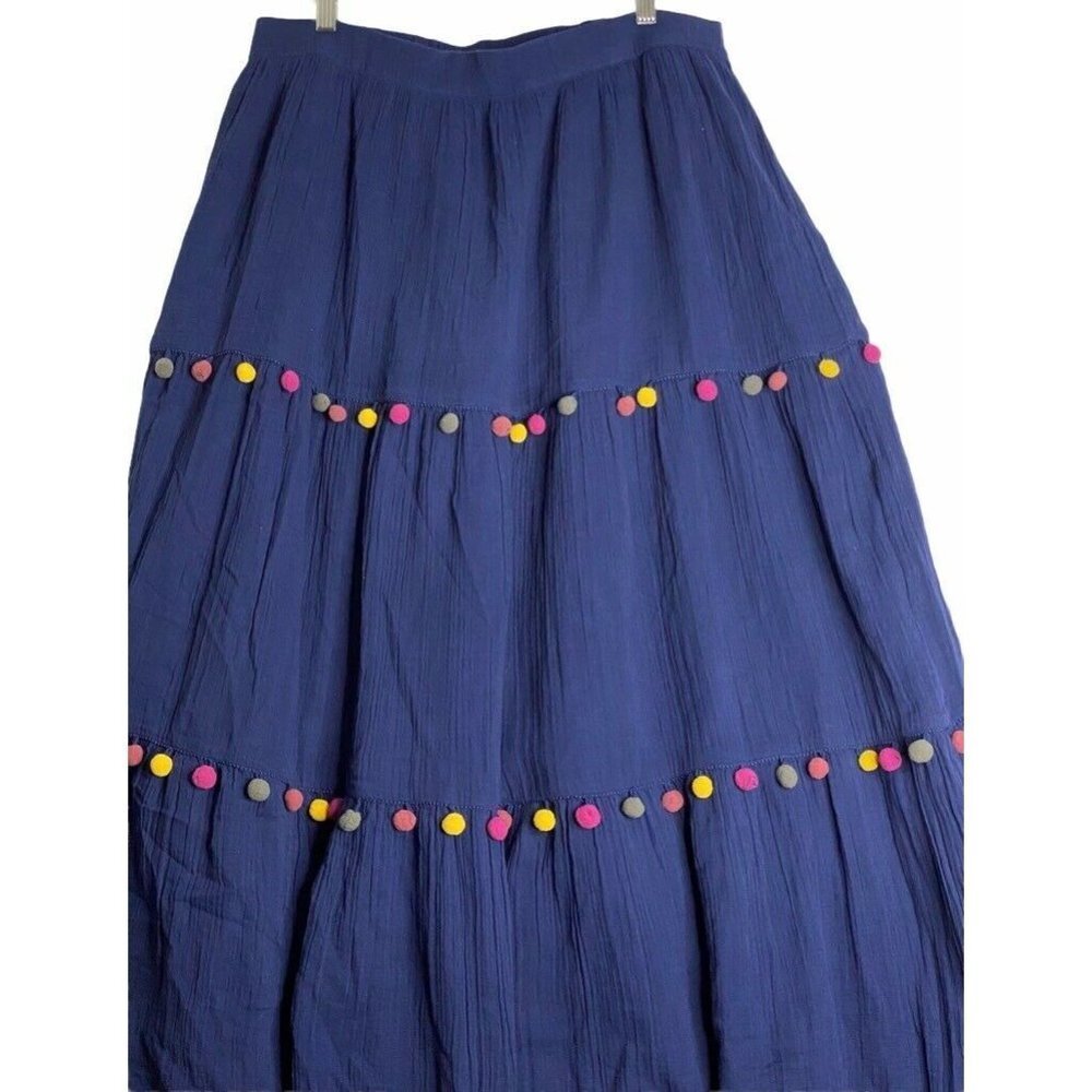 Caslon‎ Womens Maxi Tiered Skirt Navy Blue Cotton P - Picture 3 of 6